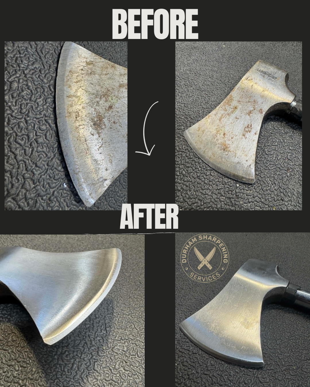 Axe – before and after sharpening