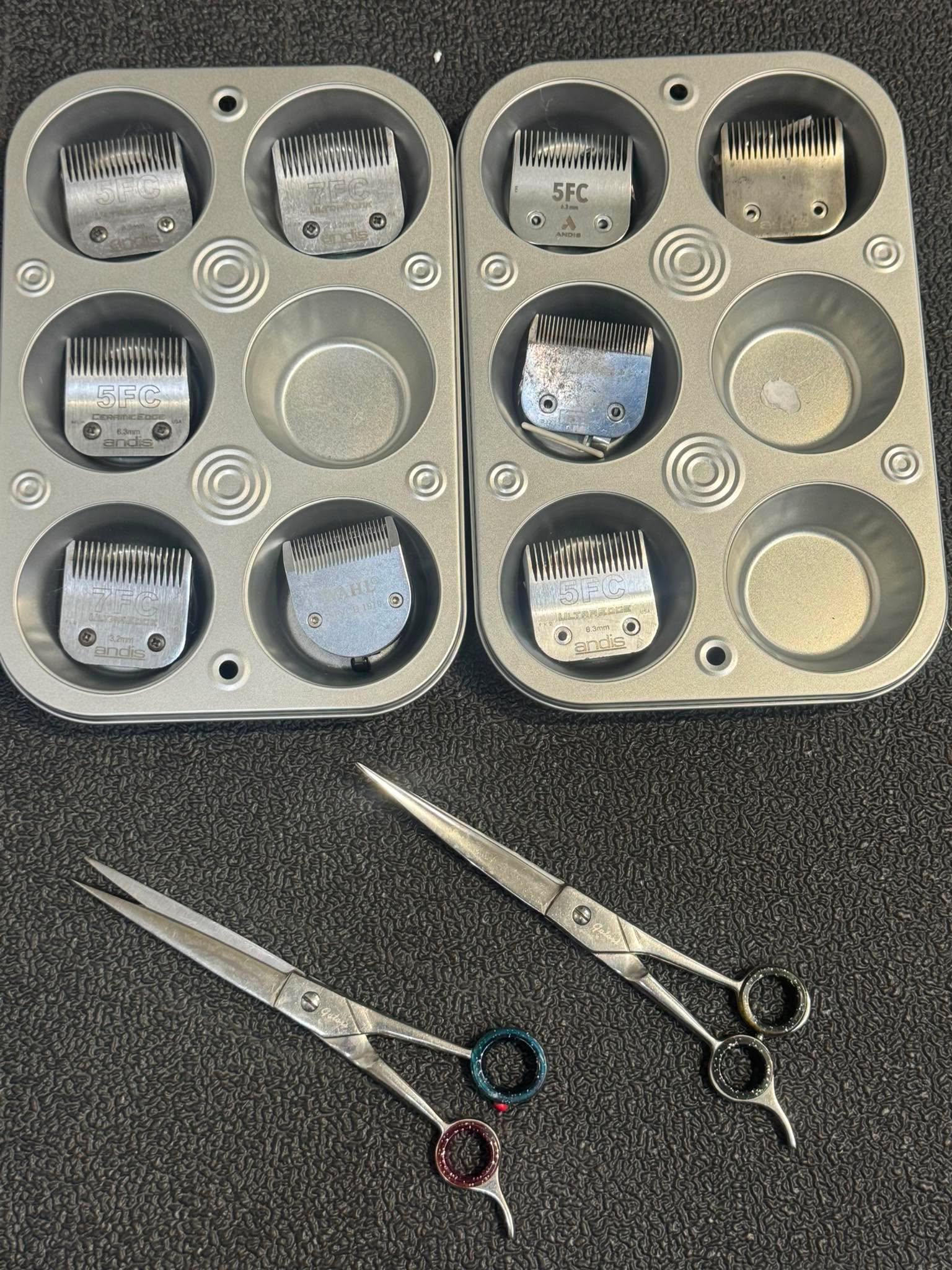 Andis and Wahl clipper blades with grooming shears – sharpened