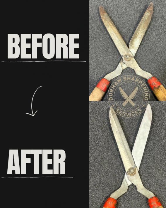 Hedge shears – before and after sharpening