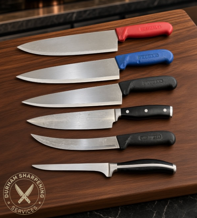Commercial kitchen knife set – after sharpening