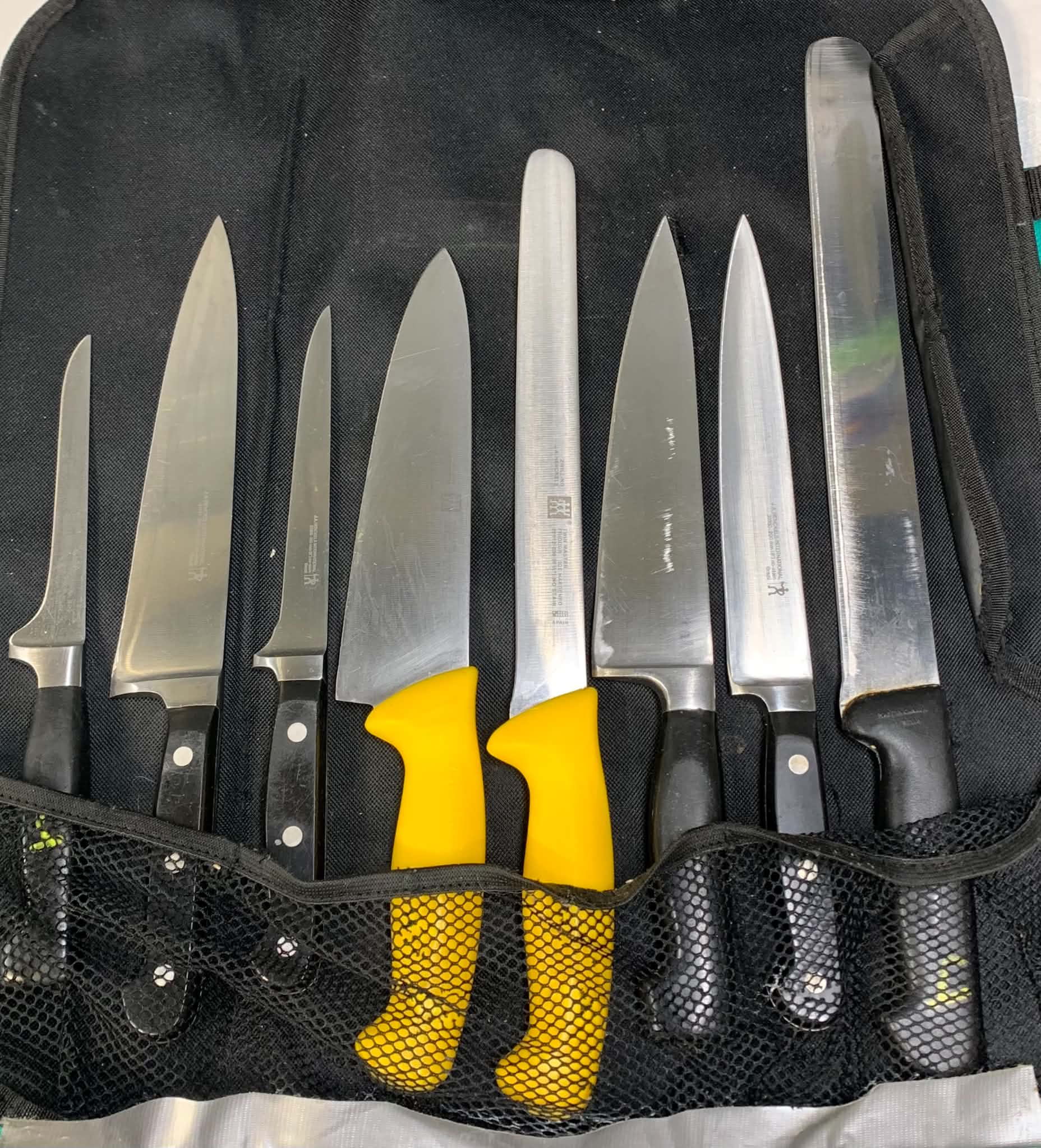Chef knife roll – full set after sharpening