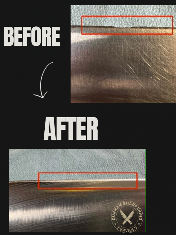 Chef knife edge – before and after sharpening