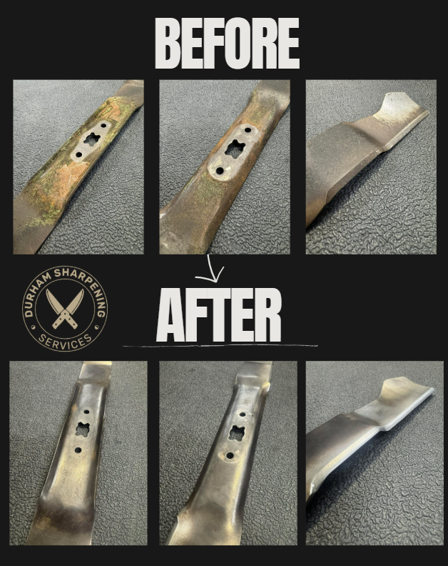 Lawn mower blade – before and after sharpening