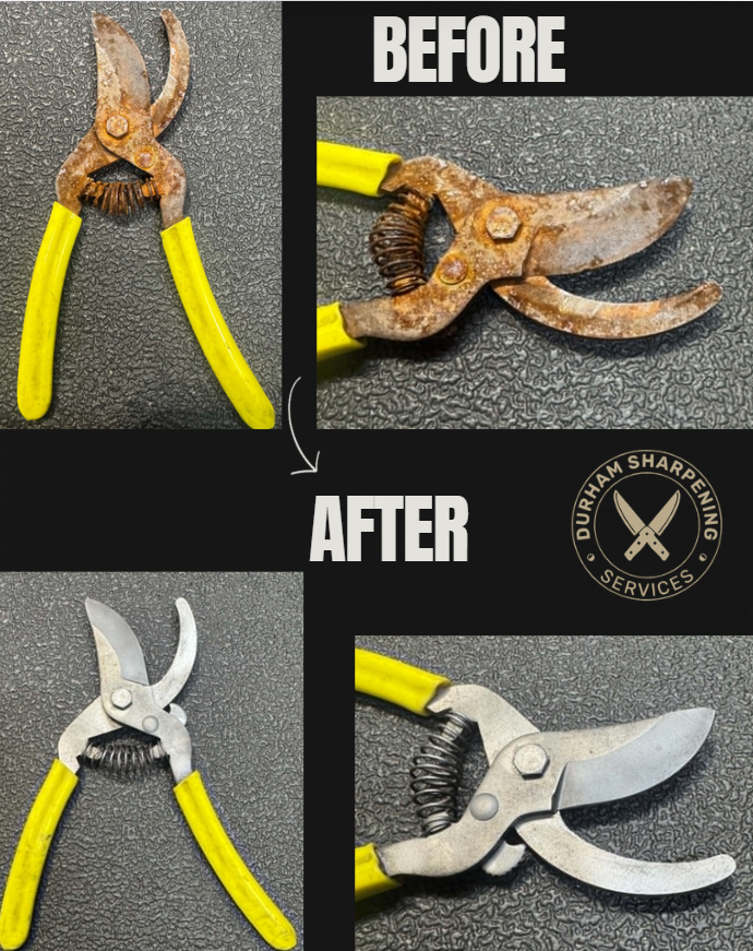 Pruning shears – before and after sharpening