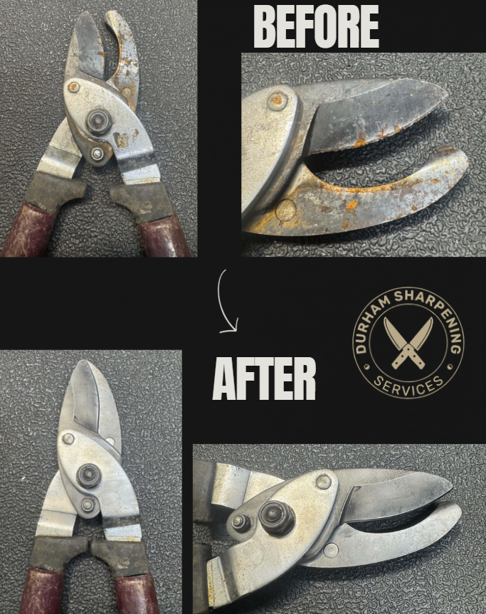 Pruning shears – before and after sharpening